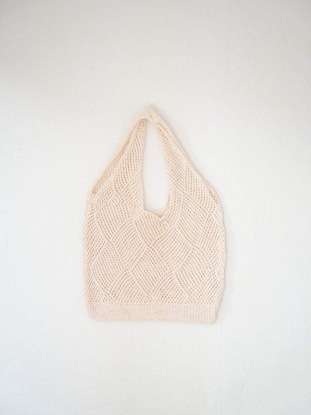 Cream Crochet Knit Hobo Bag Open Weave Shoulder Tote Boho Market Bag